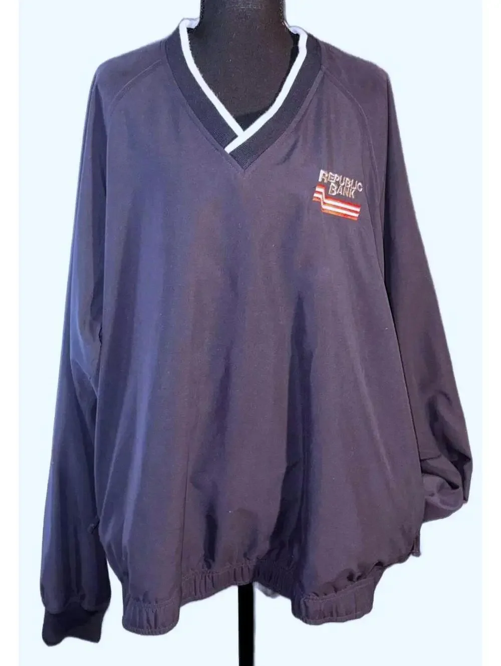 Men's 1990’s -Land’s End- Republic Bank Branded Pull Over, Size XL